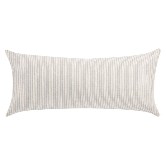 Irma Lumbar Throw Pillow, 16x36in Stripe Pattern, Beige Cotton Linen
