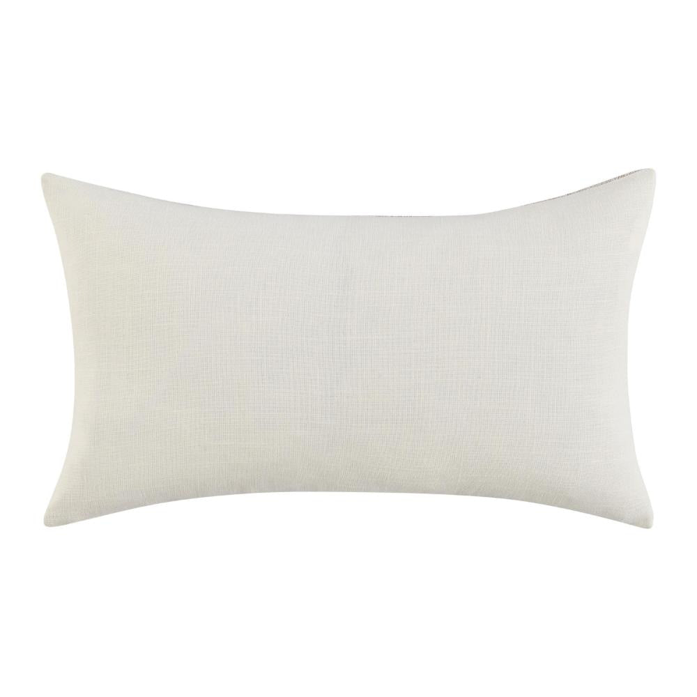 Lumbar Throw Pillow 14x26 Inch Horizontal Stripes White Brown Linen BM331580