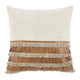 Accent Throw Pillow, Cotton Jute and Leather Fringe, 20 Inch Square