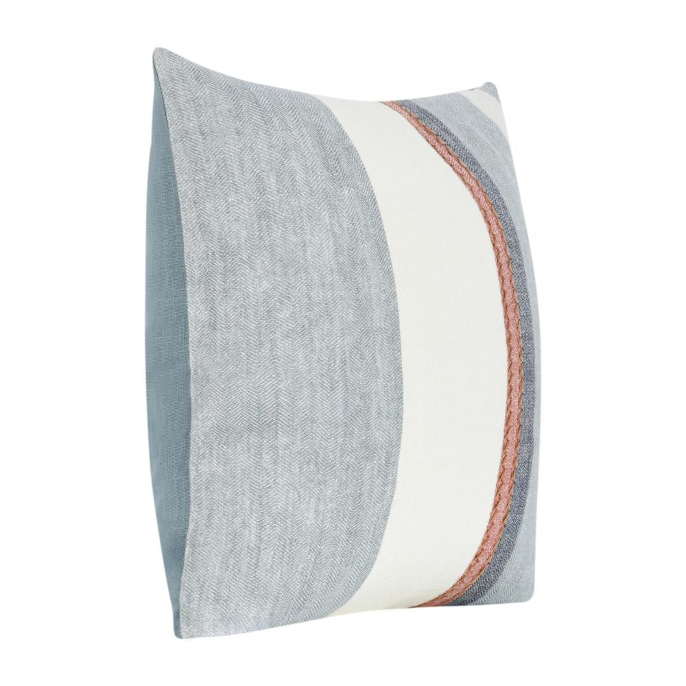 Throw Pillow Coastal Modern Striped Pattern 22 Inch Blue Flax Linen BM331582