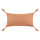Chia Lumbar Throw Pillow 14x26in Wood Bead Tassels Light Brown Linen