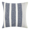 Chia Throw Pillow, 22 Inch Blue White Coastal Striped Linen Pattern