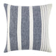 Chia Throw Pillow, 22 Inch Blue White Coastal Striped Linen Pattern