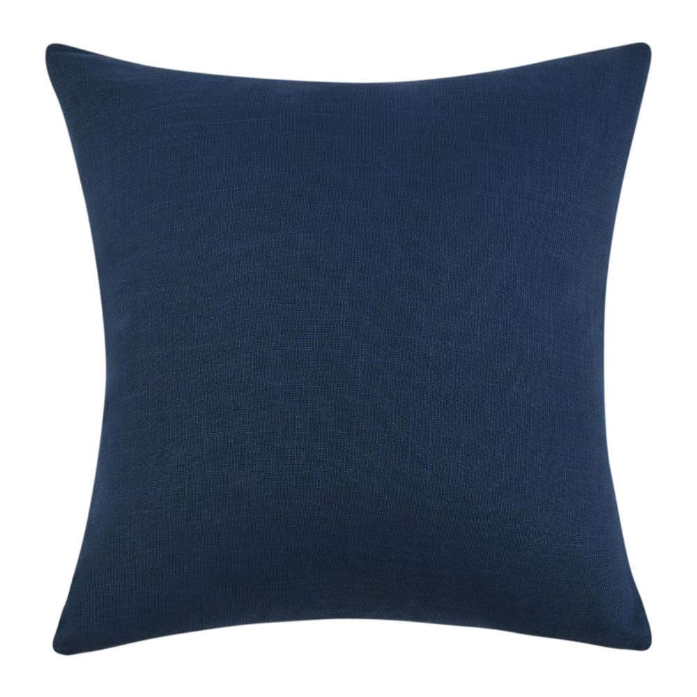 Chia Throw Pillow 22 Inch Blue White Coastal Striped Linen Pattern