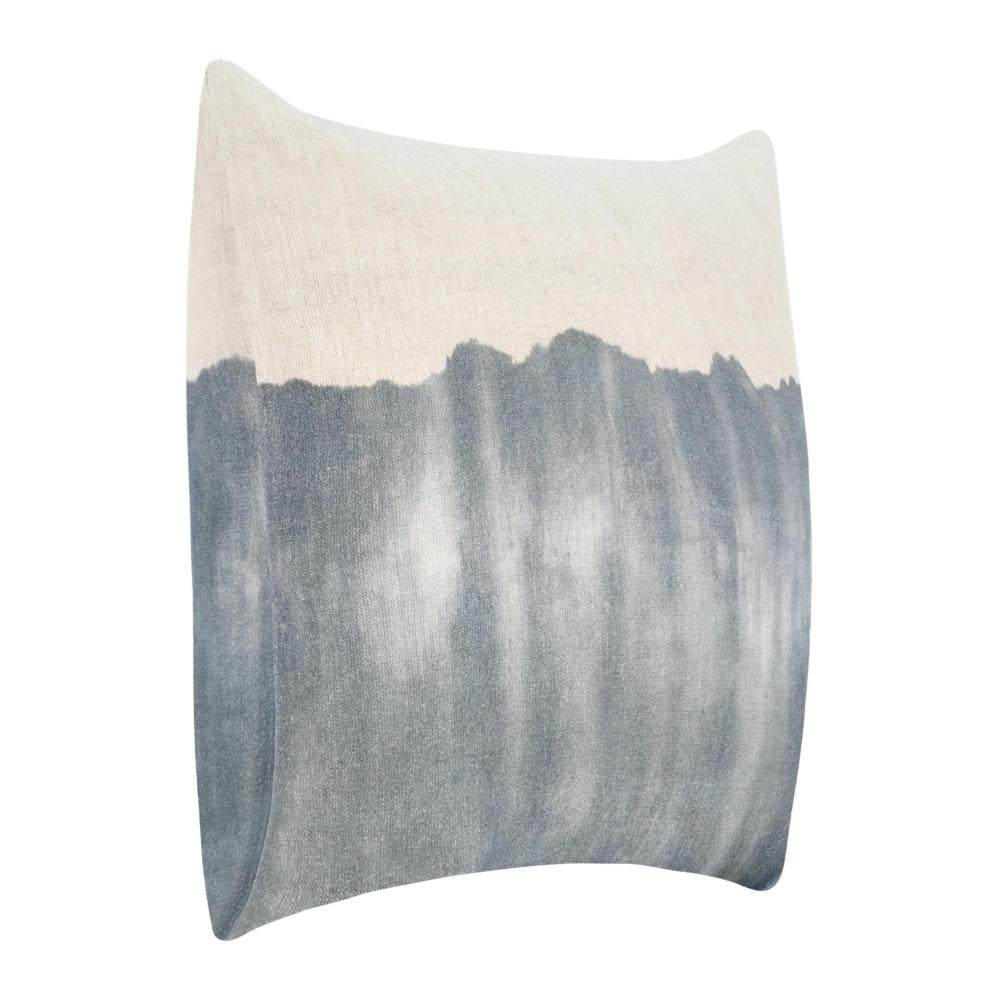 Throw Pillow Watercolor Design 20 Inch Blue and White Flax Linen BM331587