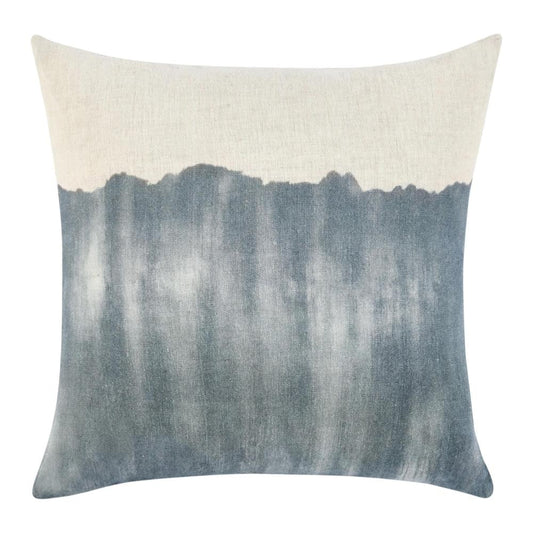 Throw Pillow, Watercolor Design, 20 Inch Blue and White Flax Linen