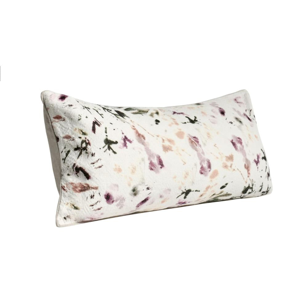 Lumbar Throw Pillow Flower Design 16x36 Inch Multicolor Cotton Linen BM331588