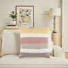 Diu Throw Pillow, 22 Inch Woven Linen, Coastal Striped Red Gray Yellow