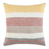 Diu Throw Pillow, 22 Inch Woven Linen, Coastal Striped Red Gray Yellow