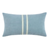 Tiso Lumbar Throw Pillow, Woven Tape Pattern 14x26in Blue Cotton Linen