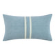 Tiso Lumbar Throw Pillow, Woven Tape Pattern 14x26in Blue Cotton Linen