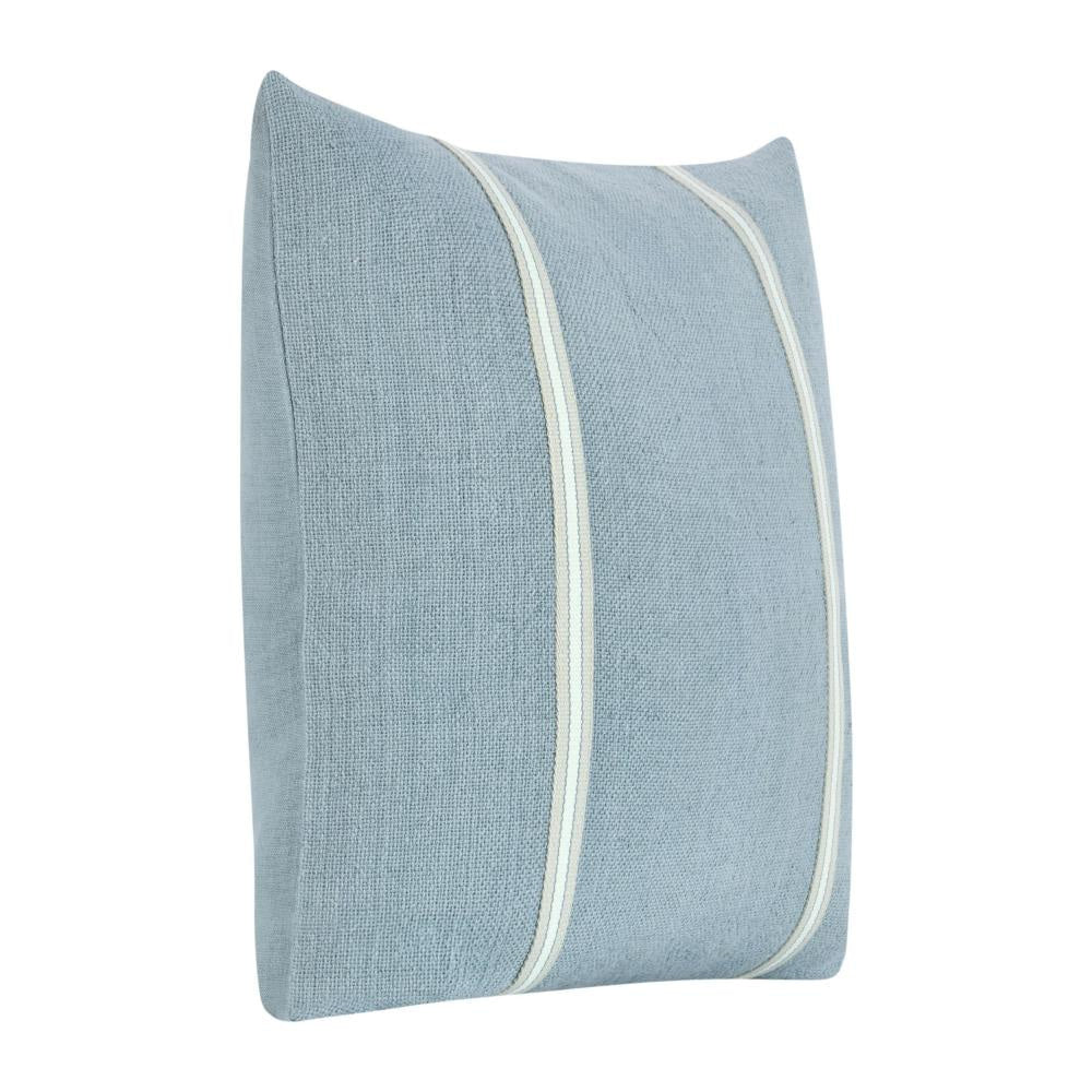 Tiso Throw Pillow Woven Tape Pattern 24 Inch Blue Cotton Linen Blend BM331592