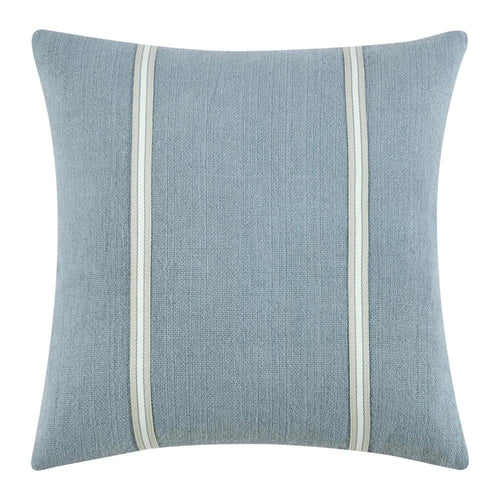 Tiso Throw Pillow, Woven Tape Pattern, 24 Inch Blue Cotton Linen Blend
