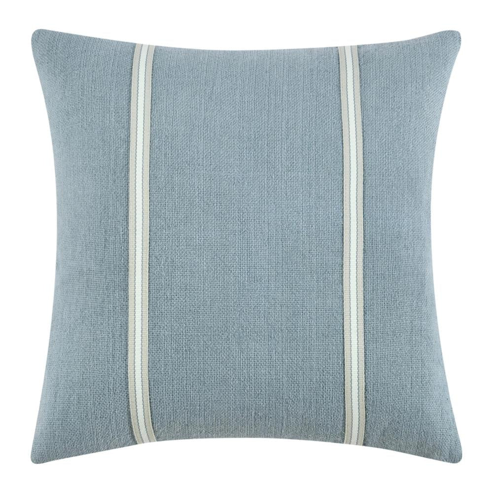 Tiso Throw Pillow, Woven Tape Pattern, 24 Inch Blue Cotton Linen Blend