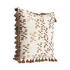 Throw Pillow Ornate Side Tassels Feather 22 Inch Brown Flax Linen BM331593