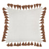 Throw Pillow Ornate Side Tassels Feather 22 Inch Brown Flax Linen BM331593