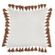 Throw Pillow Ornate Side Tassels Feather 22 Inch Brown Flax Linen BM331593
