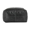 Square Pouf Ottoman 24 Inch Black Real Leather Reversible Design BM331594