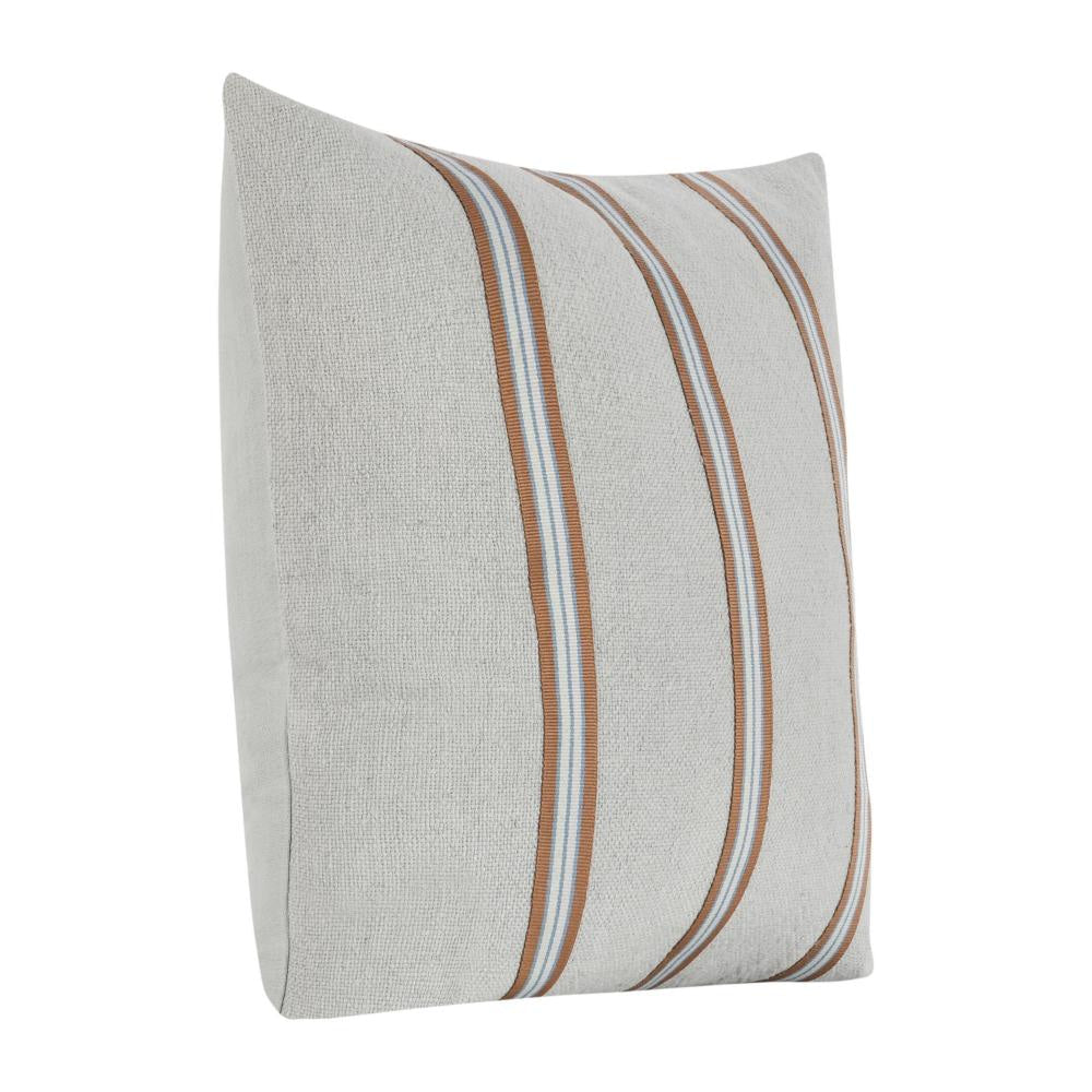 Throw Pillow Woven Tape Pattern 24 Inch Green Cotton Linen Blend BM331595