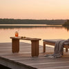 Eira Outdoor Coffee Table, Plank Top, Natural Brown Teak Wood 32 Inch