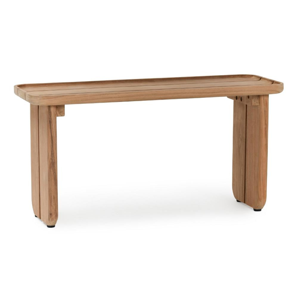 Eira Outdoor Coffee Table, Plank Top, Natural Brown Teak Wood 32 Inch