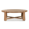 Lior Outdoor Coffee Table, Round Plank Top, Natural Brown Wood 48 Inch