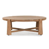 Lior Outdoor Coffee Table Round Plank Top Natural Brown Wood 48 Inch BM331597