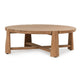 Lior Outdoor Coffee Table, Round Plank Top, Natural Brown Wood 48 Inch