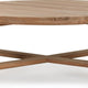 Lior Outdoor Coffee Table, Round Plank Top, Natural Brown Wood 48 Inch
