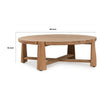 Lior Outdoor Coffee Table, Round Plank Top, Natural Brown Wood 48 Inch