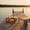Lior Outdoor Coffee Table, Round Plank Top, Natural Brown Wood 48 Inch