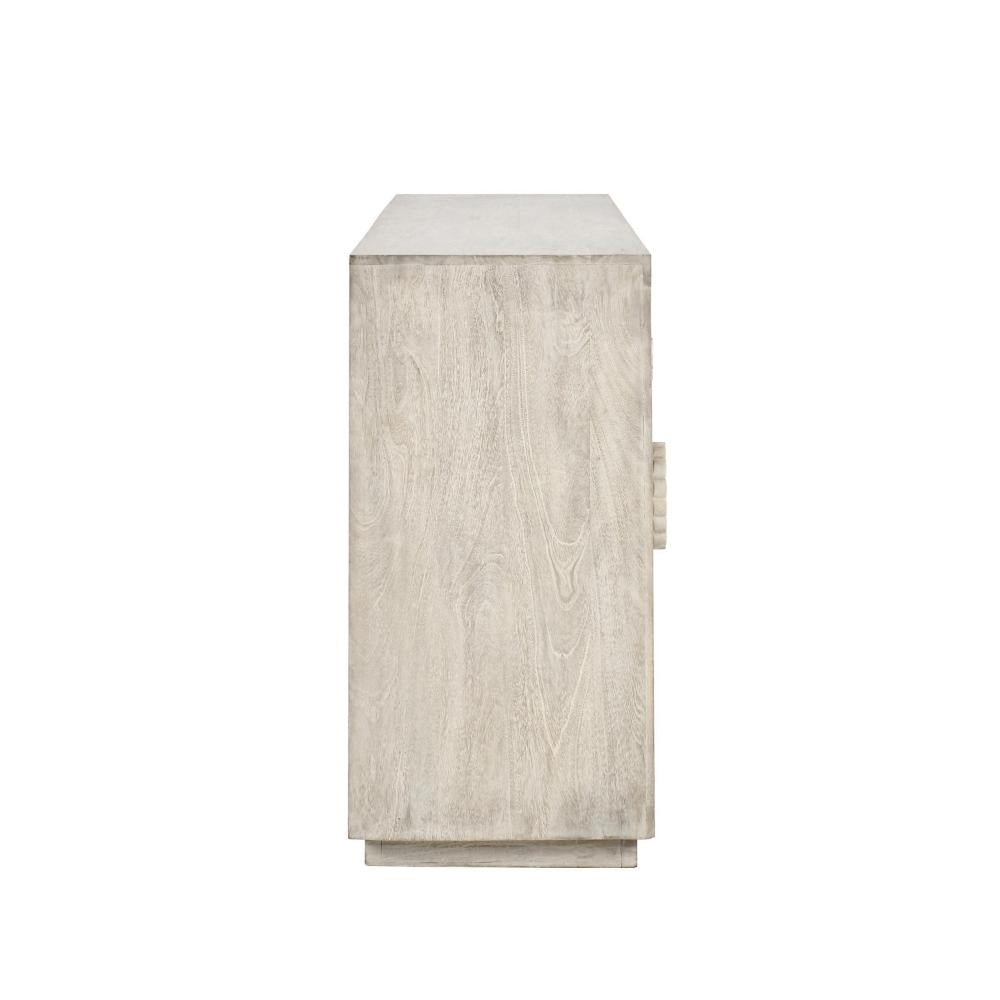 Isla Serving Buffet Cabinet Sideboard Console 4 Sunburst Doors White BM331598