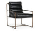 Navie Accent Chair with Black Channel Stitched Leather, Bronze Iron