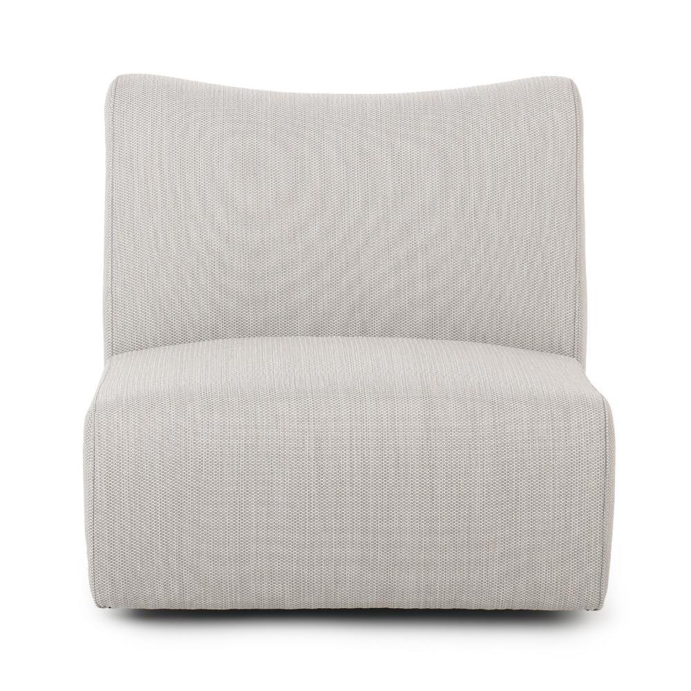 Aven Outdoor Accent Chair with Swivel Motion, Light Gray Olefin, Iron