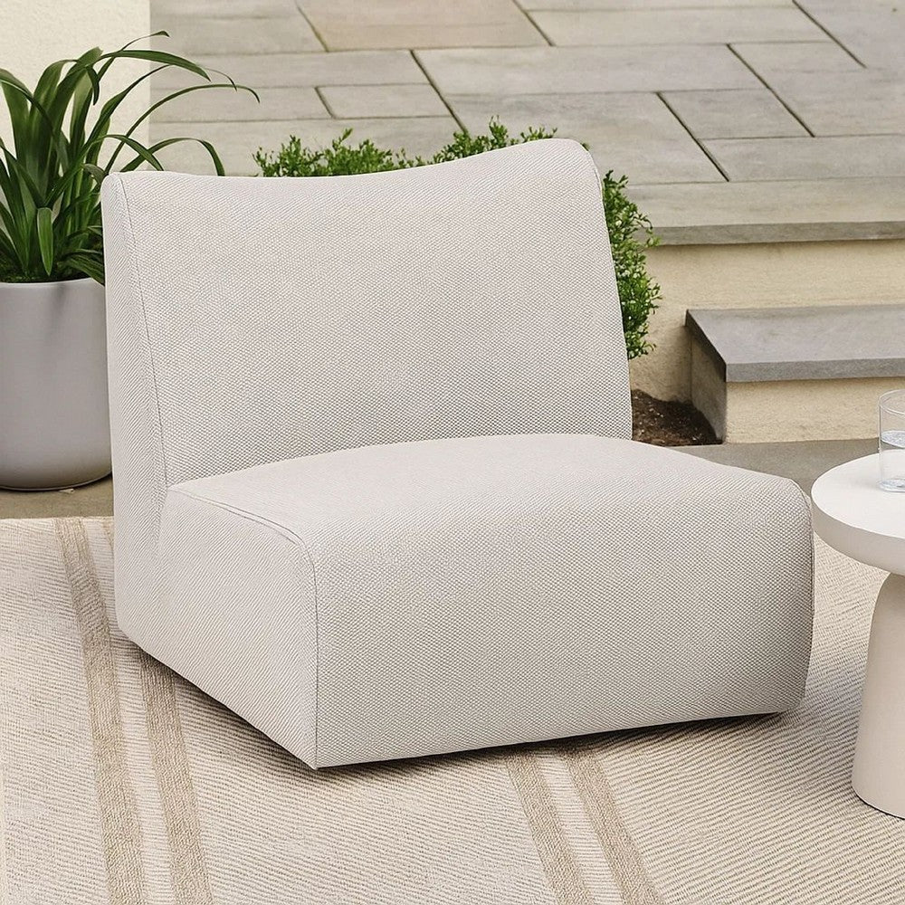 Aven Outdoor Accent Chair with Swivel Motion, Light Gray Olefin, Iron