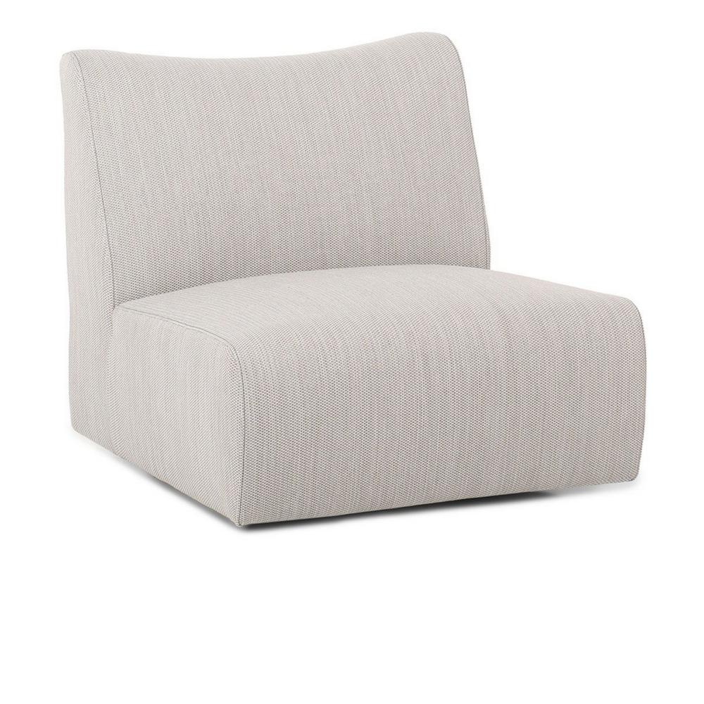 Aven Outdoor Accent Chair with Swivel Motion, Light Gray Olefin, Iron