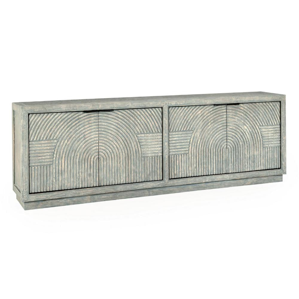 Amya Antique Blue Serving Buffet Cabinet Sideboard Console, 2 Shelves