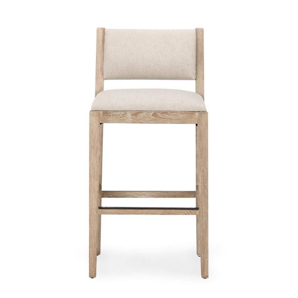 Esme Barstool Chair Transitional Backrest Wood Frame Sand Polyester BM331602
