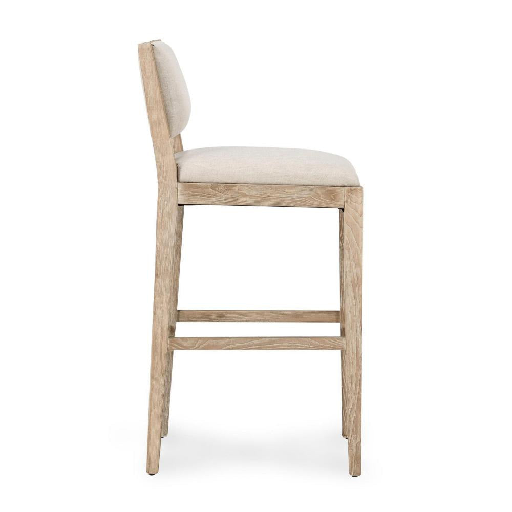 Esme Barstool Chair Transitional Backrest Wood Frame Sand Polyester BM331602