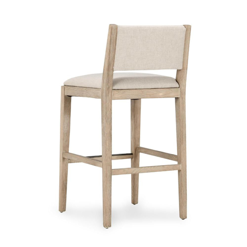 Esme Barstool Chair Transitional Backrest Wood Frame Sand Polyester BM331602