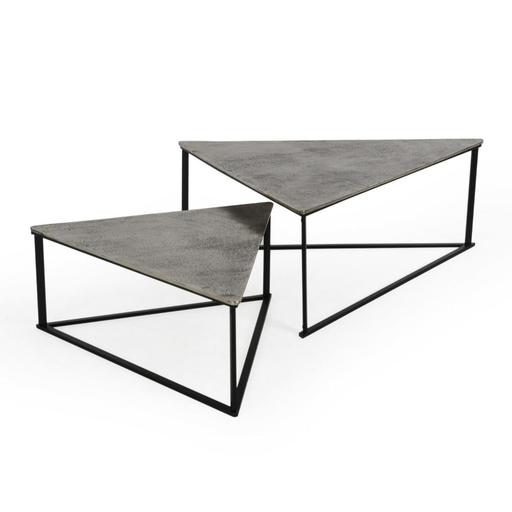 Veva Nesting Coffee Table Set of 2 Turned Legs Black Aluminum Iron BM331604