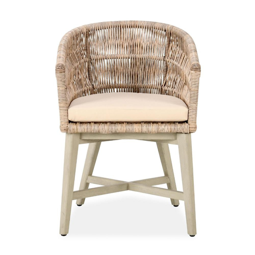 Zari Outdoor Dining Chair Brown Mahogany Tapered Legs Beige Olefin BM331607