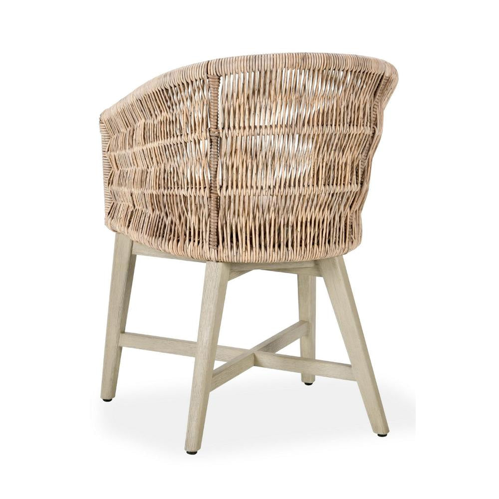 Zari Outdoor Dining Chair Brown Mahogany Tapered Legs Beige Olefin BM331607