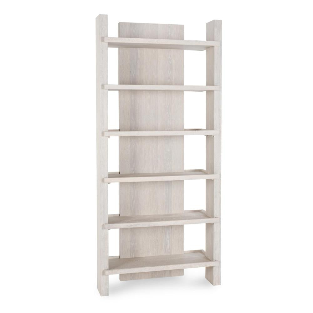 Tova Bookshelf, 6 Shelves Modern Design, Whitewash Oak Wood 91 Inch
