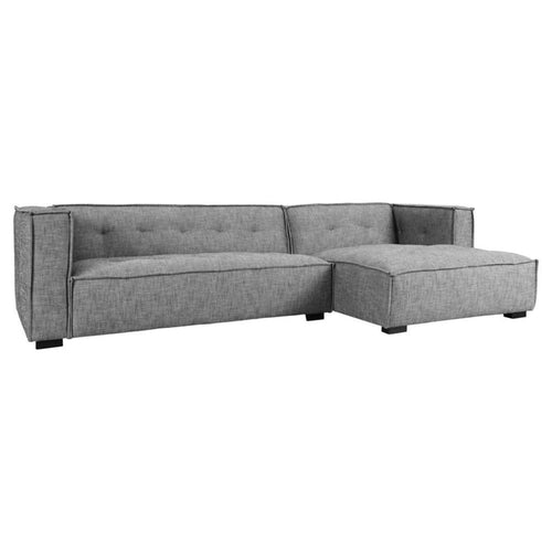 Nemy 2pc Sectional Sofa with Chaise, Modern Gray Polyester 125 Inch