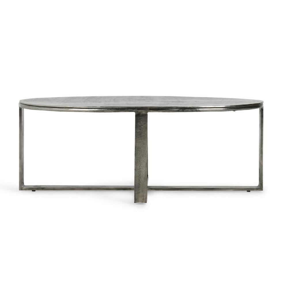 Breo Oval Coffee Table with Hand Brushed Nickel Cast Aluminum 48 Inch BM331613