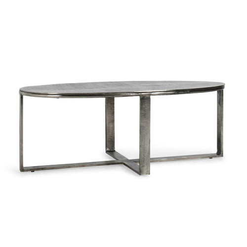 Breo Oval Coffee Table with Hand Brushed Nickel Cast Aluminum 48 Inch