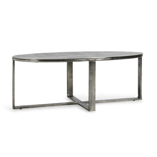 Breo Oval Coffee Table with Hand Brushed Nickel Cast Aluminum 48 Inch