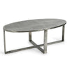 Breo Oval Coffee Table with Hand Brushed Nickel Cast Aluminum 48 Inch BM331613