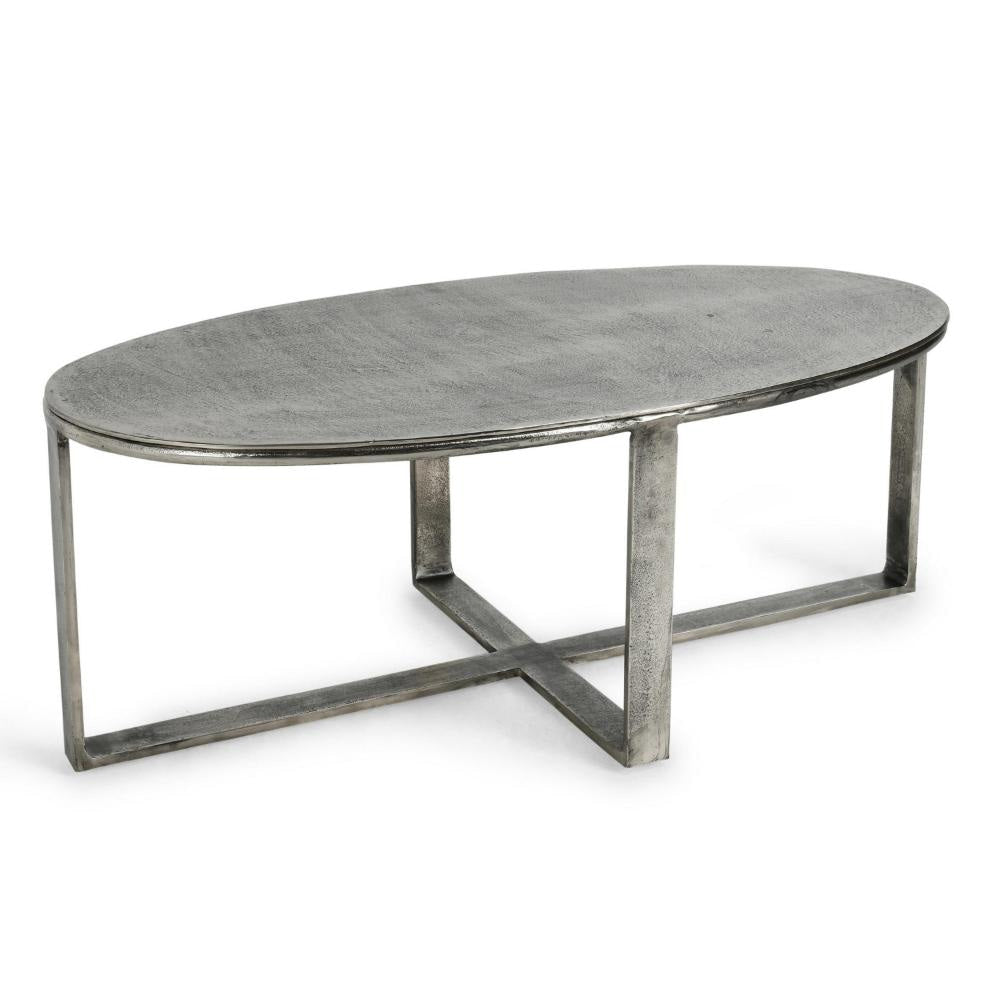 Breo Oval Coffee Table with Hand Brushed Nickel Cast Aluminum 48 Inch BM331613